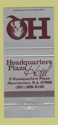 Matchbook Cover - Headquarters Plaza Hotel Morristown NJ 30 Strike