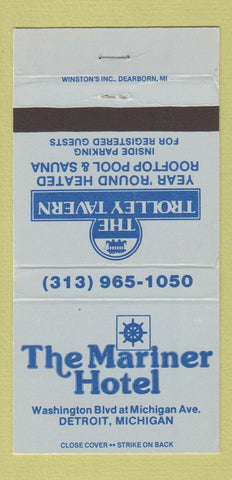 Matchbook Cover - Mariner Hotel Detroit MI Trolley Tavern 30 Strike