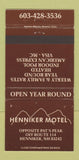 Matchbook Cover - Henniker Motel NH 30 Strike