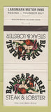 Matchbook Cover - Landmark Motor Inns Regina SK Thunder Bay ON 30 Strike