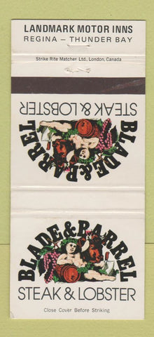 Matchbook Cover - Landmark Motor Inns Regina SK Thunder Bay ON 30 Strike