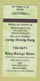 Matchbook Cover - King George Hotel Melville SK 30 Strike