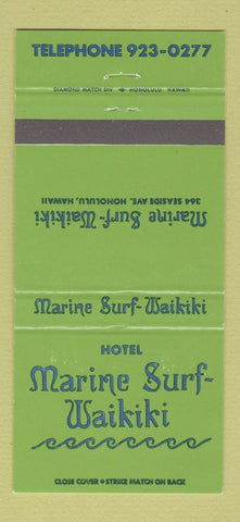 Matchbook Cover - Hotel Marine Surf Waikiki Hawaii GREEN 30 Strike