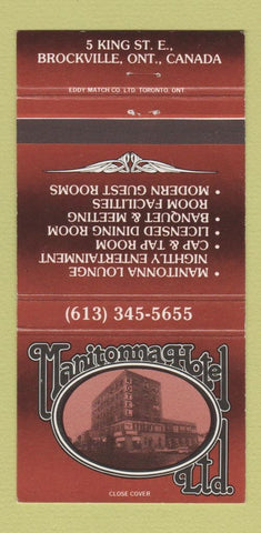Matchbook Cover - Manitonna  Hotel Brockville ON 30 Strike
