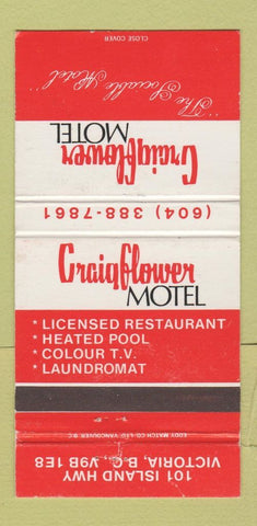 Matchbook Cover - Craigflower Motel Victoria BC 30 Strike
