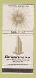 Matchbook Cover - Americana Hotel New York City 30 Strike
