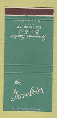 Matchbook Cover - The Greenbrier Motor Hotel Sacramento CA 30 Strike