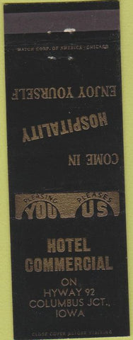 Matchbook Cover - Hotel Commercial Columbus Junction IA