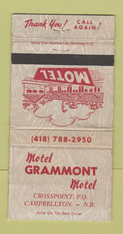 Matchbook Cover - Motel Grammont Campbellton NB WORN 30 Strike