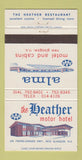Matchbook Cover - Alma Motel New Glasgow NS Heather Motor Hotel 30 Strike