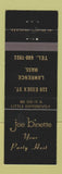 Matchbook Cover - Joe Binette Lawrence MA bar?