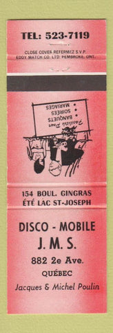 Matchbook Cover - Disco Mobile JMS Quebec QC