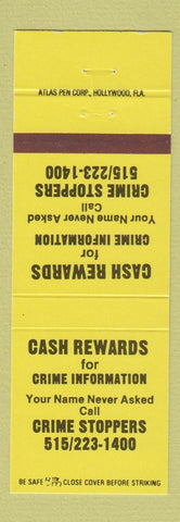 Matchbook Cover - Crime Stoppers Polk County Des Moines IA
