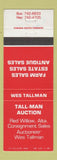 Matchbook Cover - Tall Man Auction Red Willow AB