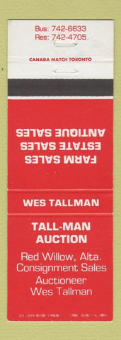Matchbook Cover - Tall Man Auction Red Willow AB