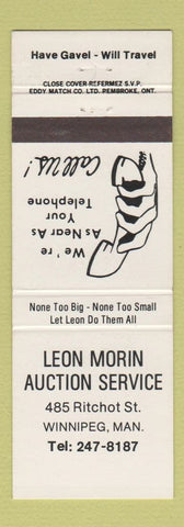 Matchbook Cover - Leon Morin Auction Service Winnipeg MB