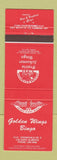 Matchbook Cover - Prarie Schooner Bing Golden Wings Calgary AB Medicine Hat