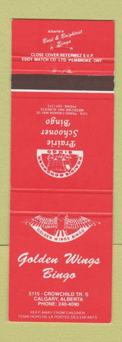 Matchbook Cover - Prarie Schooner Bing Golden Wings Calgary AB Medicine Hat