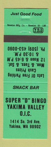 Matchbook Cover - Super D Bingo Yakima Valley WA