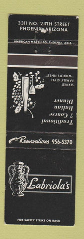 Matchbook Cover - Labriola's Italian Restaurant Phoenix AZ WEAR