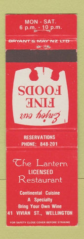 Matchbook Cover - Lantern Restaurant Wellington New Zealand