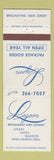 Matchbook Cover - Lagoon Restaurant Brigantine NJ