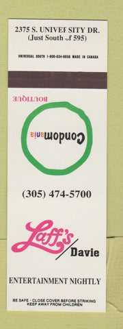 Matchbook Cover - Laff's Condomania Boutique Davie FL SAMPLE