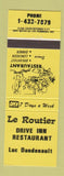 Matchbook Cover - Le Routier Drive Inn Restaurant St Pierre Jolys? MB YELLOW