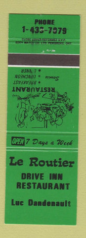 Matchbook Cover - Le Routier Drive Inn Restaurant St Pierre Jolys? MB GREEN