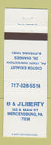 Matchbook Cover - B&J Liberty Auto Exhaust Mercersburg PA