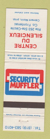 Matchbook Cover - Centre Du Silencieux Security Muffler Ste Cecile QC