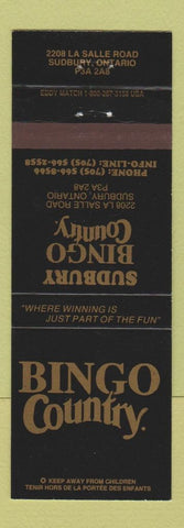 Matchbook Cover - Sudbury Bingo Country ON