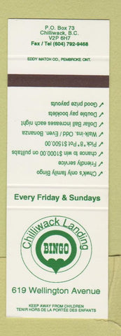 Matchbook Cover - Chilliwack Landing Bingo BC SAMPLE