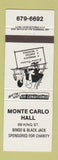 Matchbook Cover - Monte Carlo Hall Bingo Black Jack