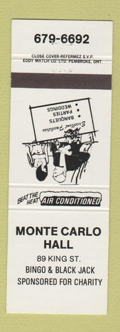 Matchbook Cover - Monte Carlo Hall Bingo Black Jack