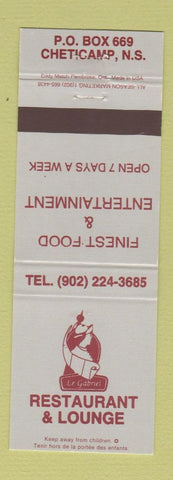 Matchbook Cover - Le Gabriel Restaurant Cheticamp NS GRAY