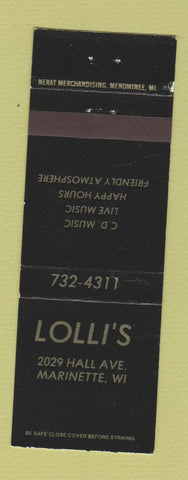 Matchbook Cover - Lolli's Bar Marinette WI
