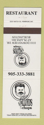 Matchbook Cover - Murray Lloyd's Chaps Restaurant Burlington ON