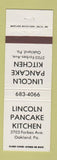 Matchbook Cover - Lincoln Pancake Kitchen Oakland PA