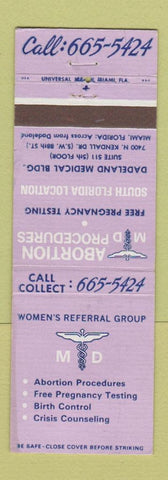 Matchbook Cover - Women's Referral Group Miami FL Abortions Birth Control WEAR