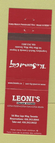 Matchbook Cover - Leoni's Italian Kitchen Toronto ON The Second City Comedy