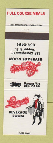Matchbook Cover - Lafayette Beverage Room Dieppe NB