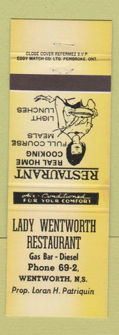 Matchbook Cover - Lady Wentworth Restaurant Wentworth NS