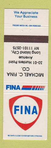 Matchbook Cover - Fina oil gas Michael C Fina Long Island City NY