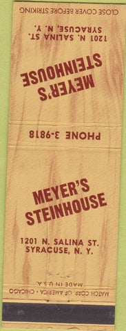 Matchbook Cover - Meyer's Steinhouse Syracuse NY