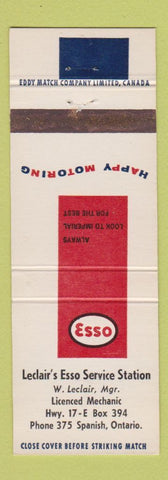 Matchbook Cover - Esso oil gas Leclair's Spanish ON