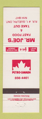 Matchbook Cover - Petro Canada oil gas Mr Joe's Guelph ON