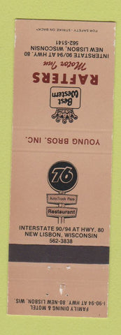 Matchbook Cover - Union 76 oil gas Rafters Motor Inn New Lisbon WI