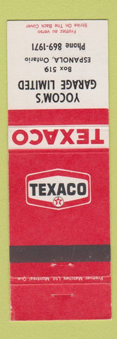 Matchbook Cover - Texaco oil gas Yocom's Espanola ON