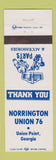 Matchbook Cover - Norrington Union 76 oil gas Union Point GA